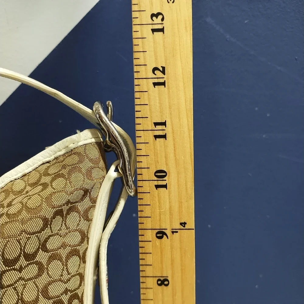 Coach Signature Shoulder Bag Women Multi Printed Leather Canvas Detachable Strap